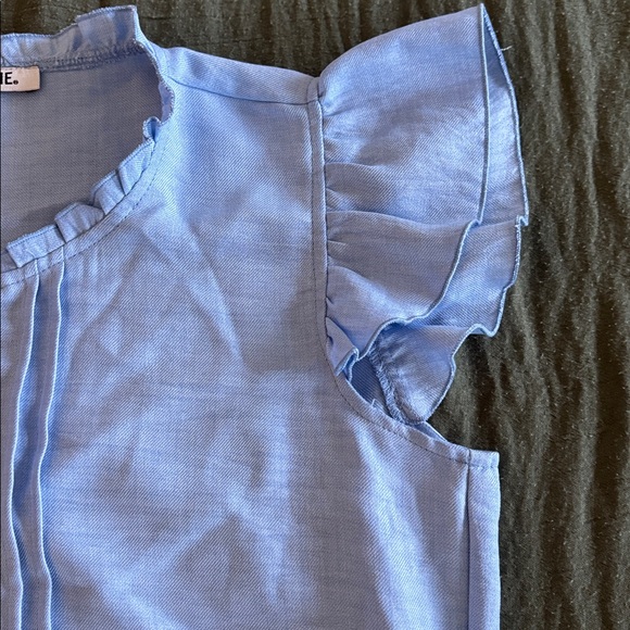 Light Blue Ruffle Sleeve Top - Picture 3 of 5
